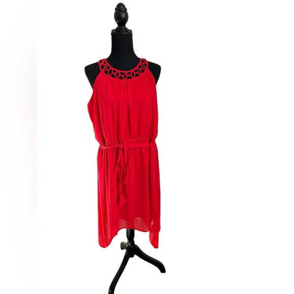 No Boundaries juniors XXL (19) Red lattice collar shark bite dress tie‎ - Picture 1 of 9